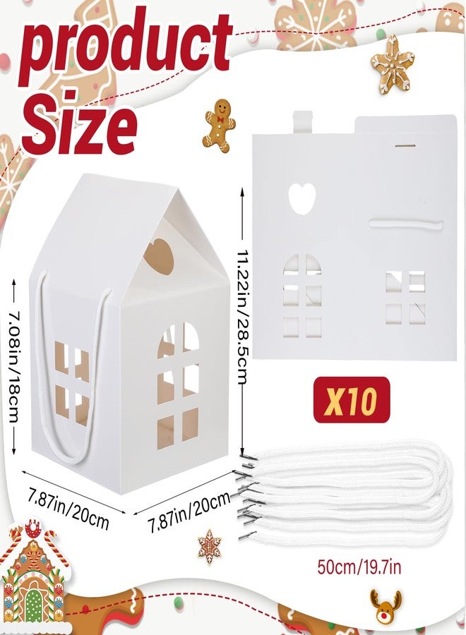 Sinload 10 Pcs Christmas Large House Shaped Gift Boxes with Handles 7.87 x 7.87 x 11.22 Inches Sturdy White Card House Shaped Gift Boxes Large Christmas Box for Presents and Treats - Image 2